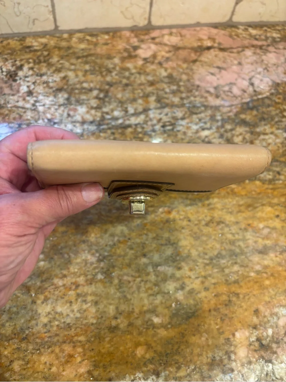 Coach Leather Turn-Lock Wallet - Tan